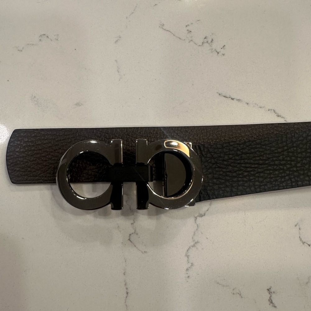 Black Leather Belt with Silver Buckle